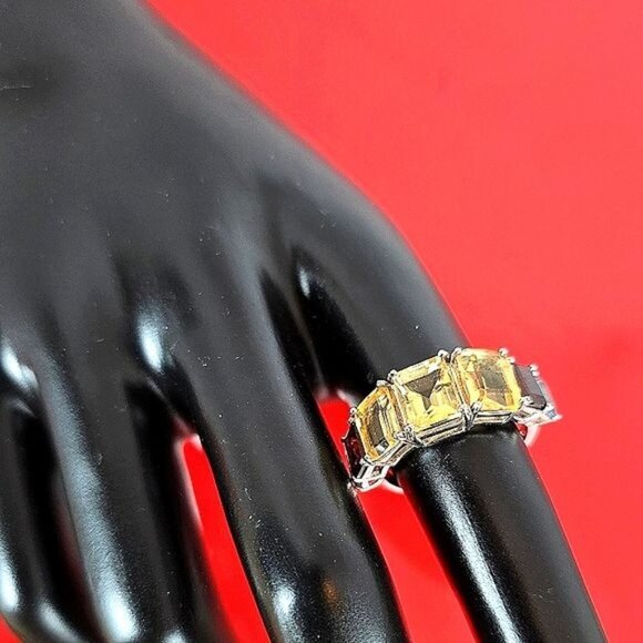 Natural Citrine, Garnet & Blue Topaz 925 Sterling Silver Ring Sz 7.75 - Picture 8 of 9